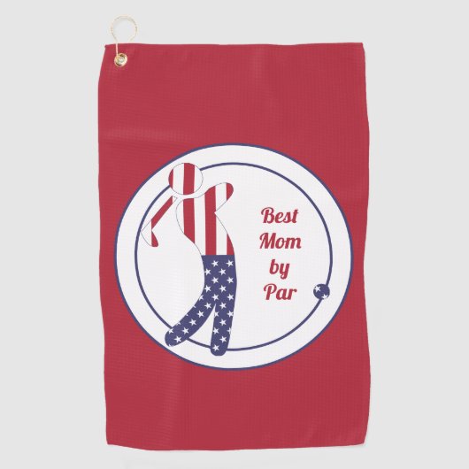 Beste mama van Par | Fun American Flag Golfer - Golfhanddoek (Voorkant)