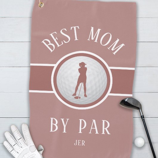 Beste mama van Par Golf Quote Monogram Roze Blush Golfhanddoek