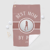 Beste mama van Par Golf Quote Monogram Roze Blush Golfhanddoek (Insitu)