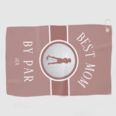 Beste mama van Par Golf Quote Monogram Roze Blush Golfhanddoek (Horizontaal)