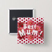 Beste mama! vierkante button 5,1 cm (Voorkant /achterkant)