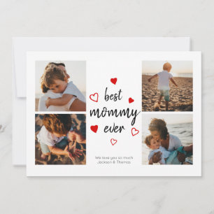 Beste mammie Cute Red Heart Typografie Foto Collag Kaart