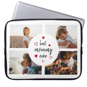 Beste mammie ooit 4 foto collage Moederdag cadeau Laptop Sleeve