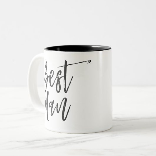 Beste man | Aangepaste bruiloft in Script-stijl Tweekleurige Koffiemok (Voorkant links)