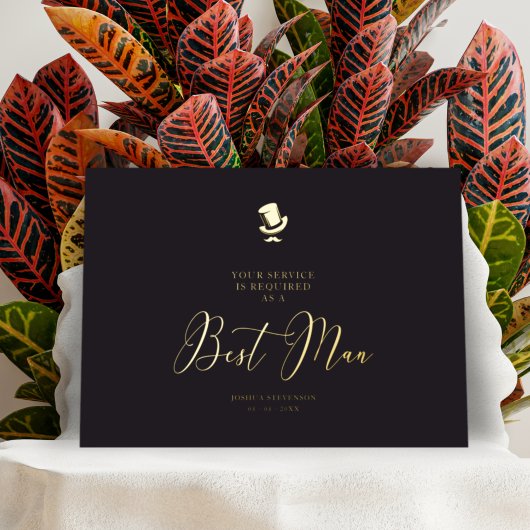 Beste Man Chic bruiloft minimalistisch voorstel Folie Uitnodiging