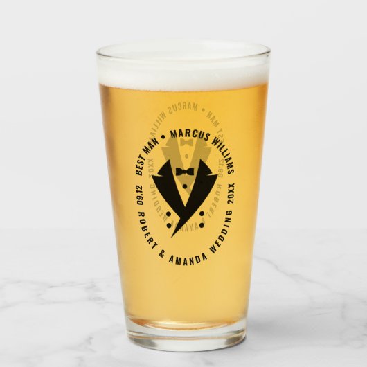 Beste man Elegant Tuxedo bruiloft Glas (Voorkant gevuld)