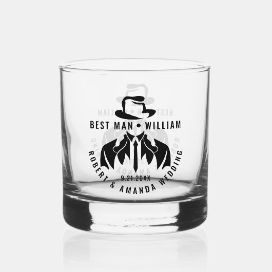 Beste man Elegant Tuxedo bruiloft Whisky Glas (Achterkant)