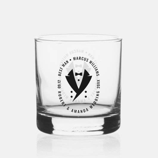 Beste man Elegant Tuxedo bruiloft Whisky Glas (Achterkant)