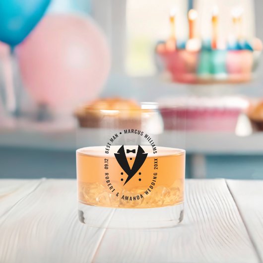 Beste man Elegant Tuxedo bruiloft Whisky Glas (Insitu (Baby Shower))