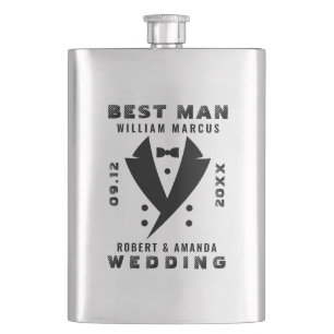 Beste Man Elegant Tuxedo Zwart Typografie Bruiloft Flacon