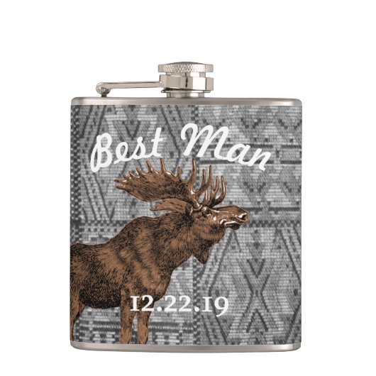 Beste Man Flask Moose Tribal Pattern Heupfles (Voorkant)