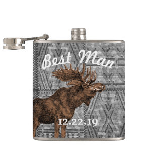 Beste Man Flask  Moose Tribal Pattern Heupfles