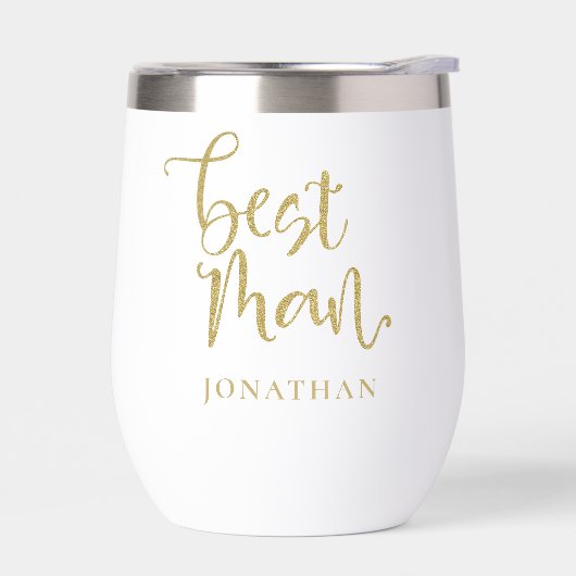 Beste Man Gift Naam Goud Faux Glitter Script (Links)