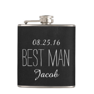 Beste man met zwarte en witte krijt heupfles