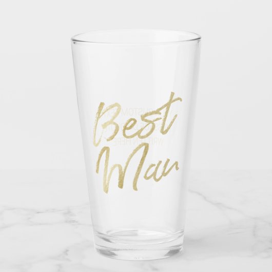 Beste Man Modern Gold Brush Script Typografie Bier Glas (Voorkant)