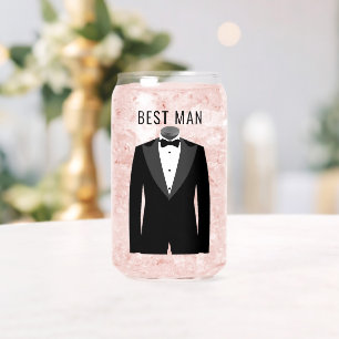 Beste Man Naam Zwart Tuxedo Trouwdatum Blikvorm Glas