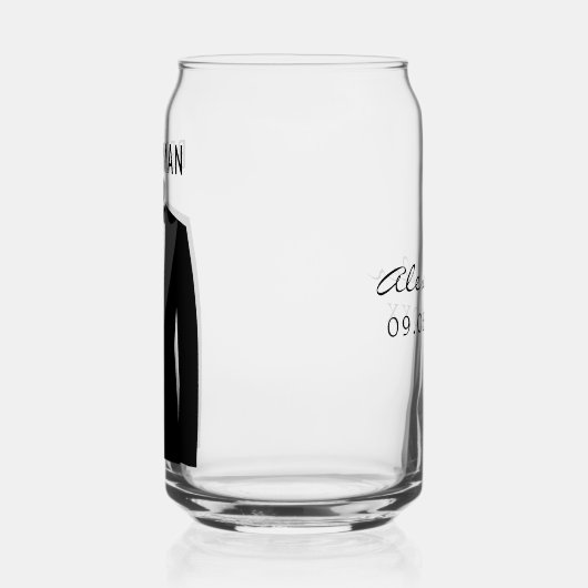 Beste Man Naam Zwart Tuxedo Trouwdatum Blikvorm Glas (Links)