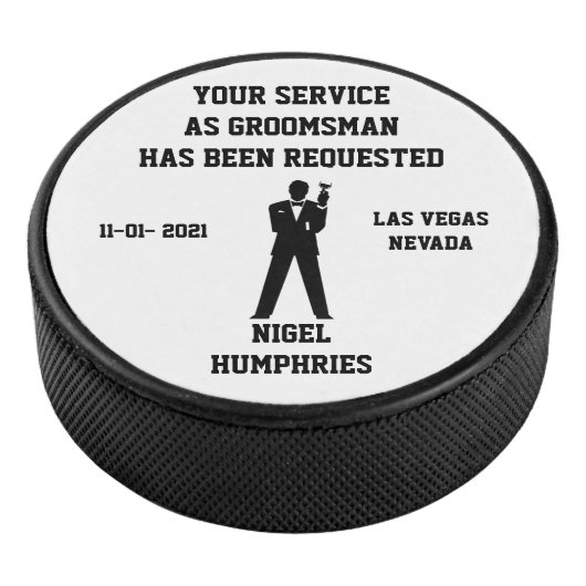 Beste man of Groomsman Hockey Puck nodigt uit (3/4)