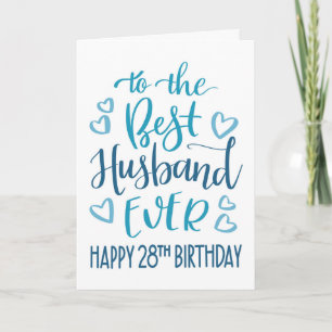 Beste man ooit 28e verjaardag typografie in blauw kaart