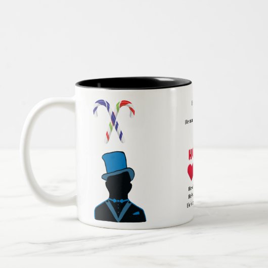 Beste man ooit en Man in tuxedo silhouette Tweekleurige Koffiemok (Links)