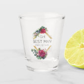 Beste man Roodroodbruidsdatum Monogrammed Gl Shot Glas (Voorkant)