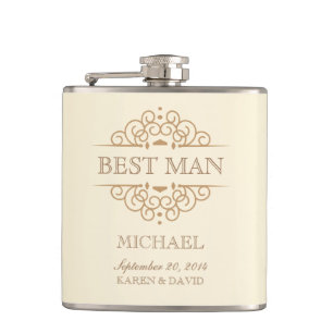 Beste Man Scrolls Wedding Party Flask Heupfles