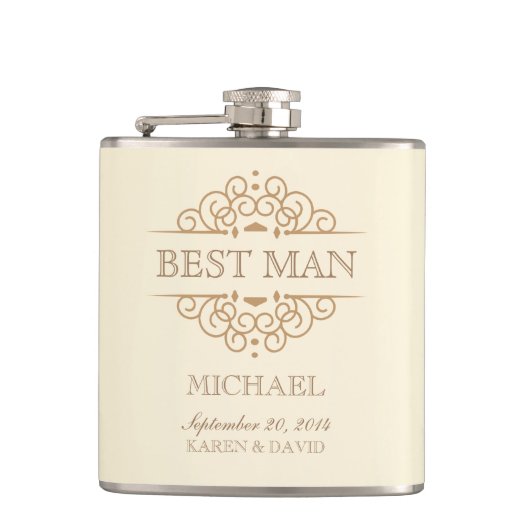 Beste Man Scrolls Wedding Party Flask Heupfles (Voorkant)