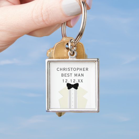Beste Man Tuxedo Bruiloft Zwart Stropdas Sleutelha Sleutelhanger