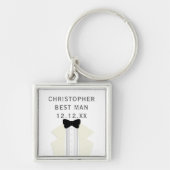 Beste Man Tuxedo Bruiloft Zwart Stropdas Sleutelha Sleutelhanger (Voorkant)