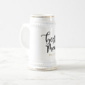 Beste Man Zwart Script Naam Trouwen Bierpul (Voorkant links)