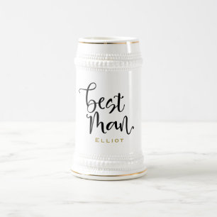 Beste Man Zwart Script Naam Trouwen Bierpul