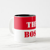 Beste manager baas, baas, beste baas tweekleurige koffiemok (Voorkant links)