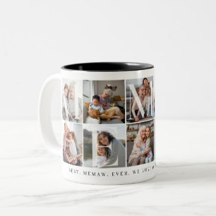 Beste Memaw ooit, 10 Photo Grid Gift voor oma Tweekleurige Koffiemok