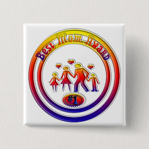 Beste Moeder Award Regenboog Familie Vierkante Button 5,1 Cm