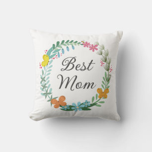 Beste Moeder Bloemen Vlinder Groen Krans Kussen