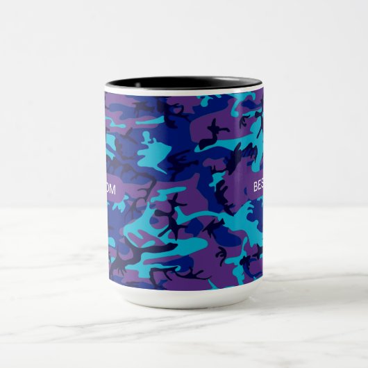 Beste Moeder Camouflage Donkerblauw & Paarse Patro Mok (Midden)