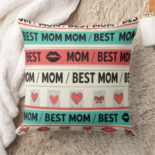 Beste Moeder Comic Harten Retro Grafisch Kussen