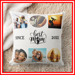 Beste Moeder   Fotocollage Elegant Script Hart Kussen