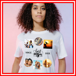 Beste Moeder Fotocollage Elegante Script Hart T-shirt