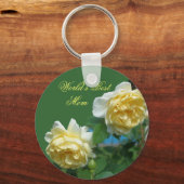 Beste Moeder Gele Rozen Bloem Foto Sleutelhanger (Voorkant)