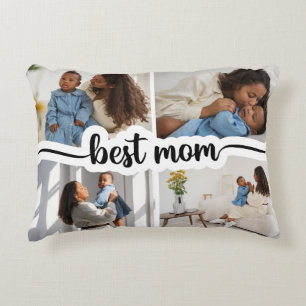 Beste moeder gepersonaliseerde 4 foto collage accent kussen