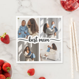 Beste moeder gepersonaliseerde 4 foto collage servet