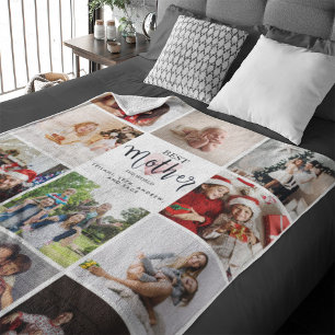 Beste moeder in de wereld Foto Collage Pink Heart Sherpa Deken