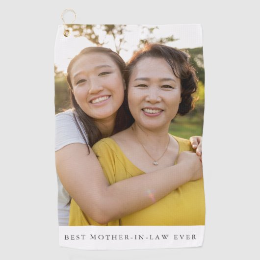 Beste moeder-in-law foto gepersonaliseerd golfhanddoek (Voorkant)