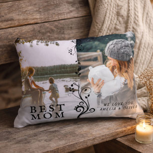Beste Moeder Modern Loofwerk 2 Aangepaste Foto's M Accent Kussen