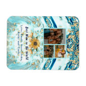 Beste moeder ooit 4 Foto Collage Blue Marmer Magneet (Horizontaal)