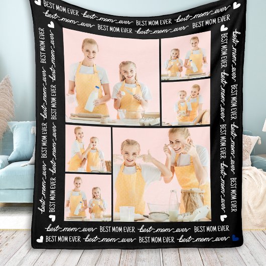 Beste Moeder ooit Aangepast 6 Fotocollage Moederda Fleece Deken