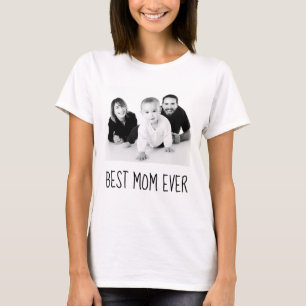 Beste moeder ooit, aangepaste foto zwart en wit t-shirt