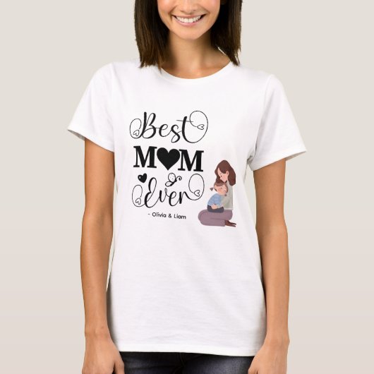 Beste Moeder Ooit Aangepaste Naam | Schattige Moed T-shirt (Voorkant)