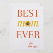 Beste moeder ooit, aangepaste zonnebloem Moederdag Kaart (Voorkant / Achterkant)